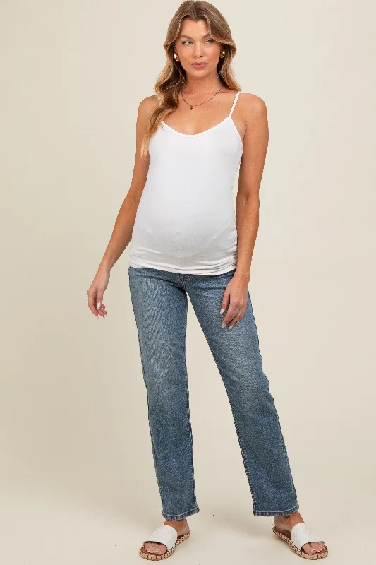 Blue Vintage Wash Straight Leg Maternity Jeans