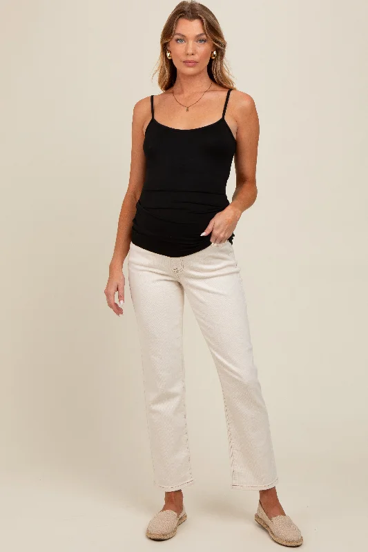 White Straight Leg Maternity Jeans