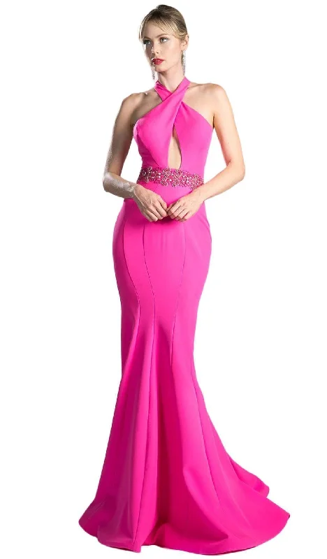 Cinderella Divine - Beaded Halter Neck Scuba Mermaid Dress