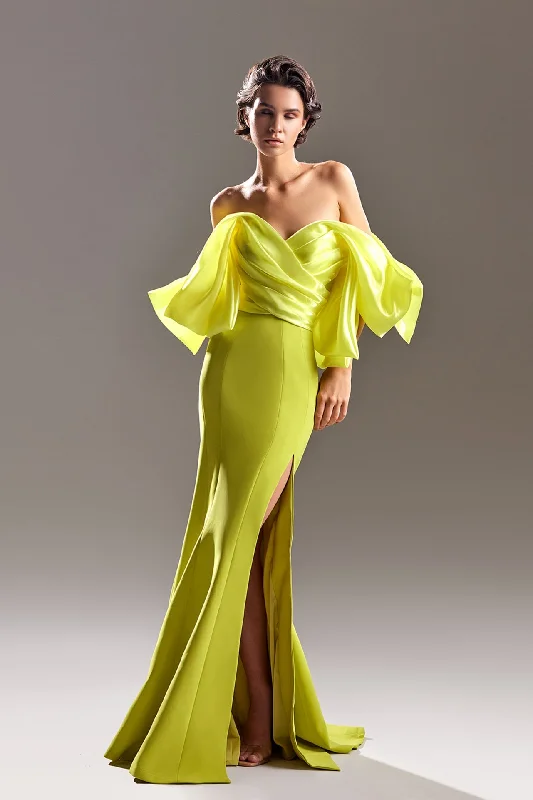 Crepe satin mix mermaid gown