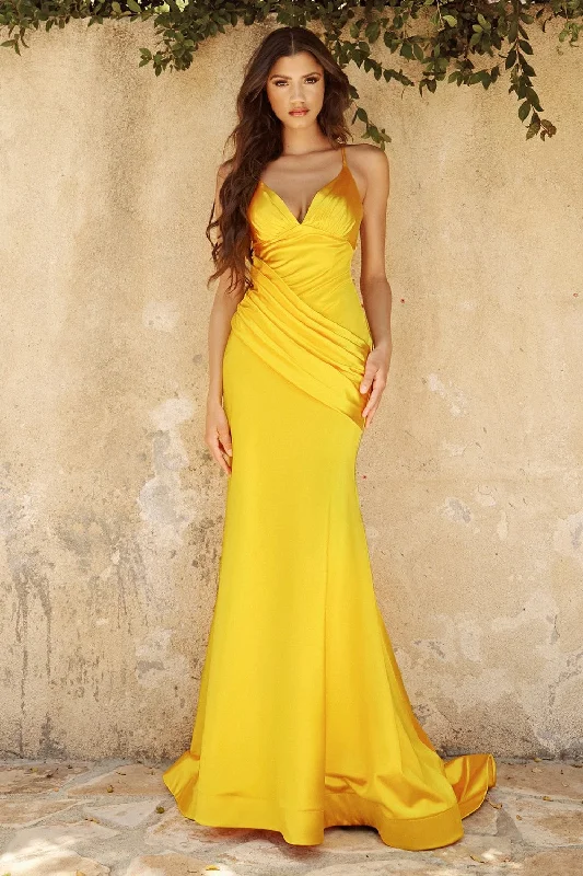 Fitted Satin Mermaid Gown By Cinderella Divine -CH236