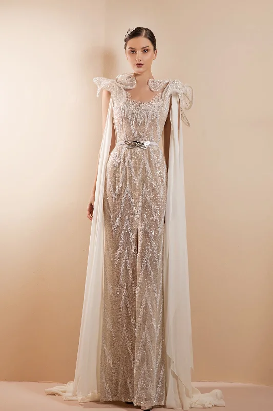 fully beaded dress with beaded flowers