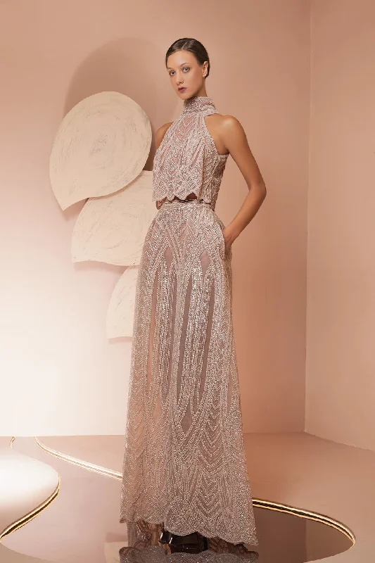 High neck beaded dress