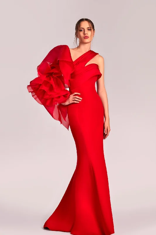 High slit mermaid crepe gown