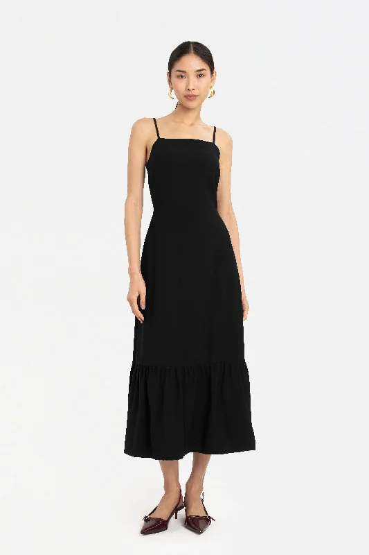 Izabel Tie-Back Dress in Ebony Black