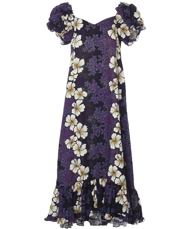 Long Muumuu Cotton Dobby Dress with Sleeves
