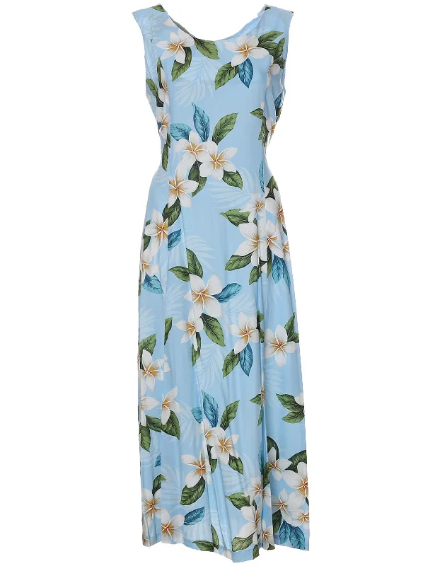 Orchids Tie-Back Long Hawaiian Dress