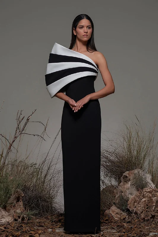 Patterned bodice column dress