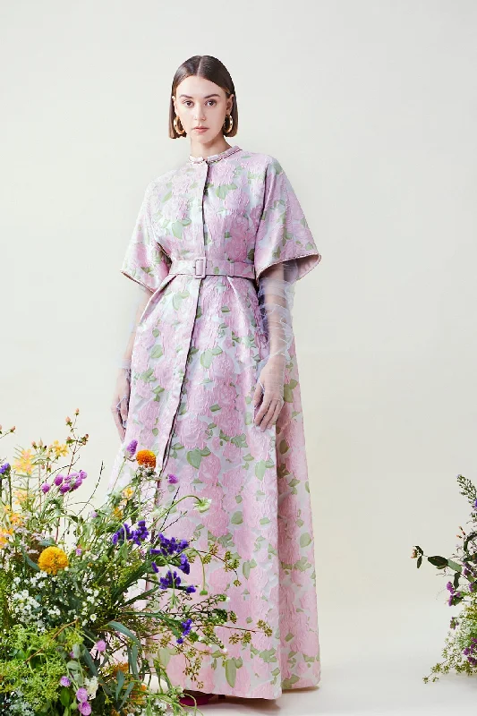 Printed brocade dress