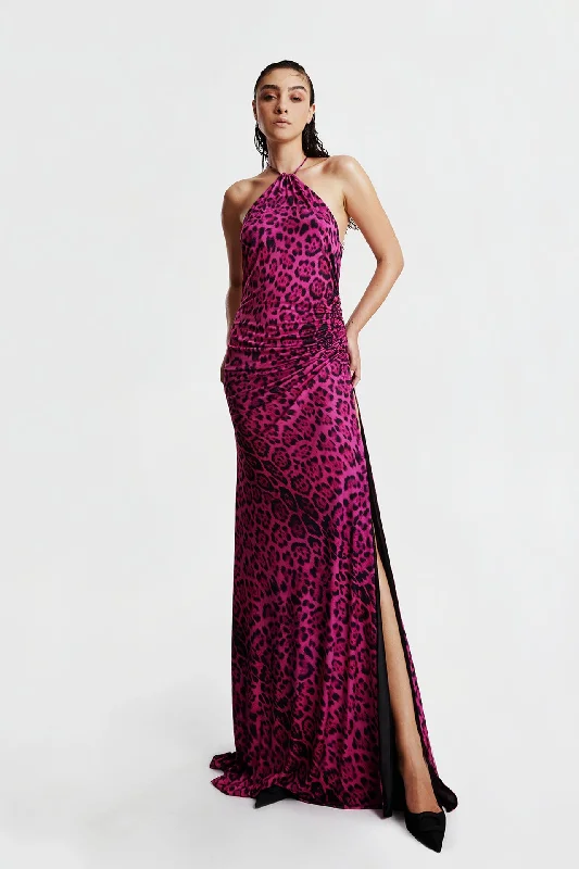 Side slit printed dress