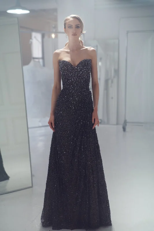 Heart shaped strapless beaded dress