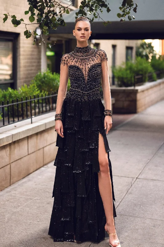 High slit beaded dress