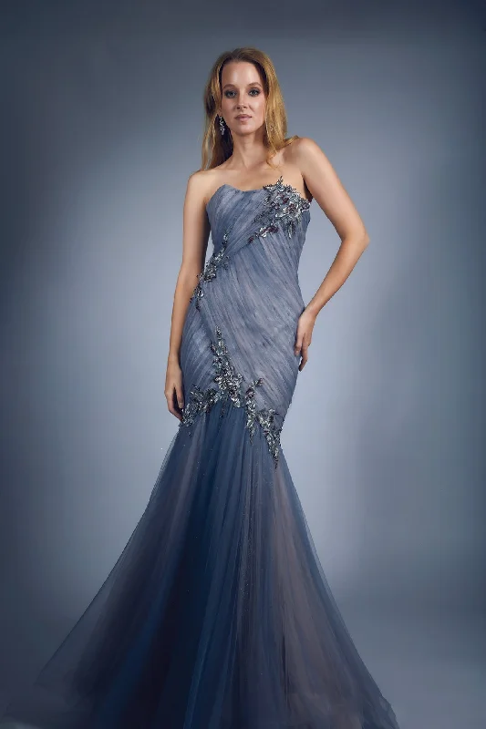 Strapless embroidered mermaid dress