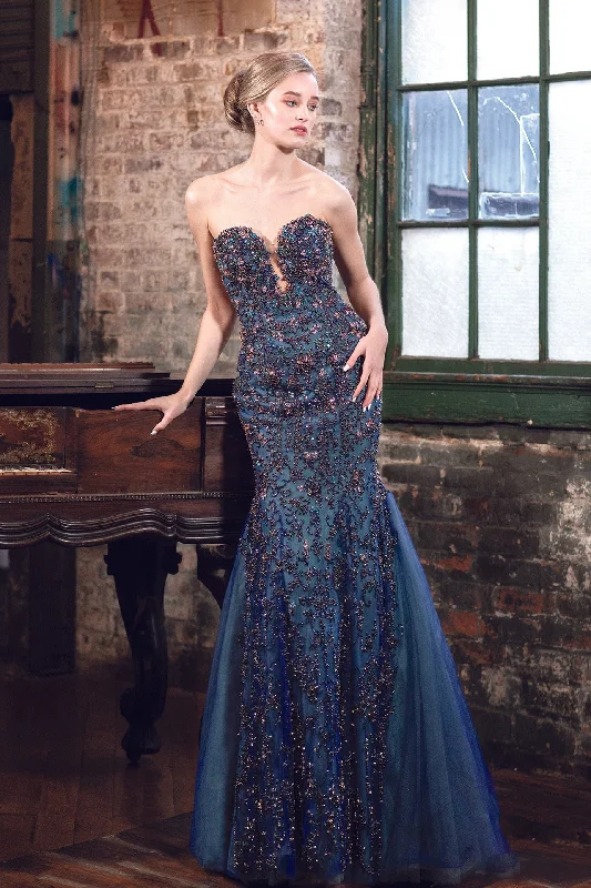 Fully embroidered strapless gown