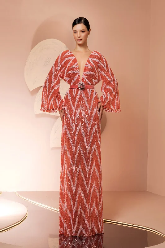 Wide sleeves beaded dress