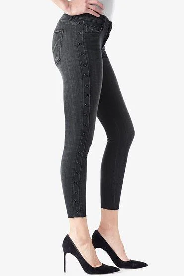 Hudson Jeans Luna Midrise Crop Super Skinny Raw Hem in Varnished