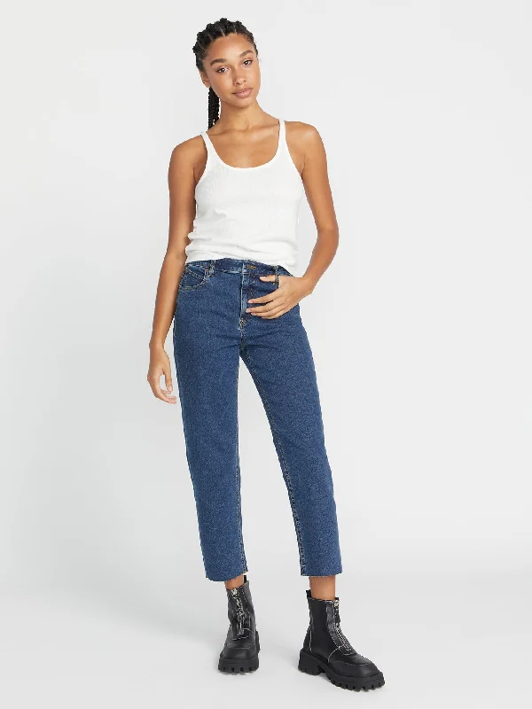 Stoned Straight Jeans - Vintage Fashionable White Denim Jeans