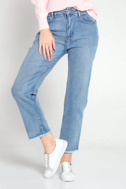 Tegan Cropped Jeans - Light Wash Denim