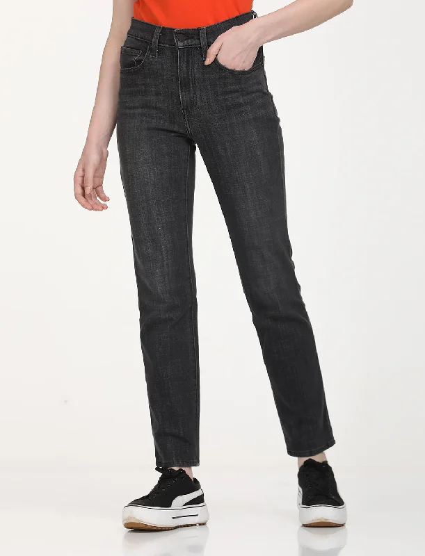 Women's High Rise 724 Slim Fit Black Jeans