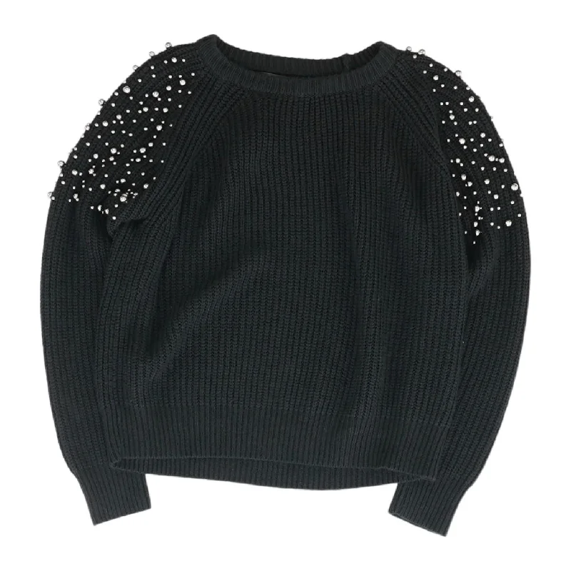 Black Solid Crewneck Sweater