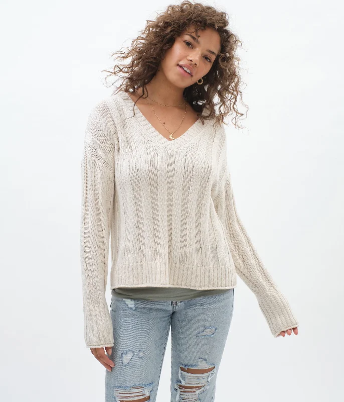 Aeropostale Thick Rib V-Neck Sweater***