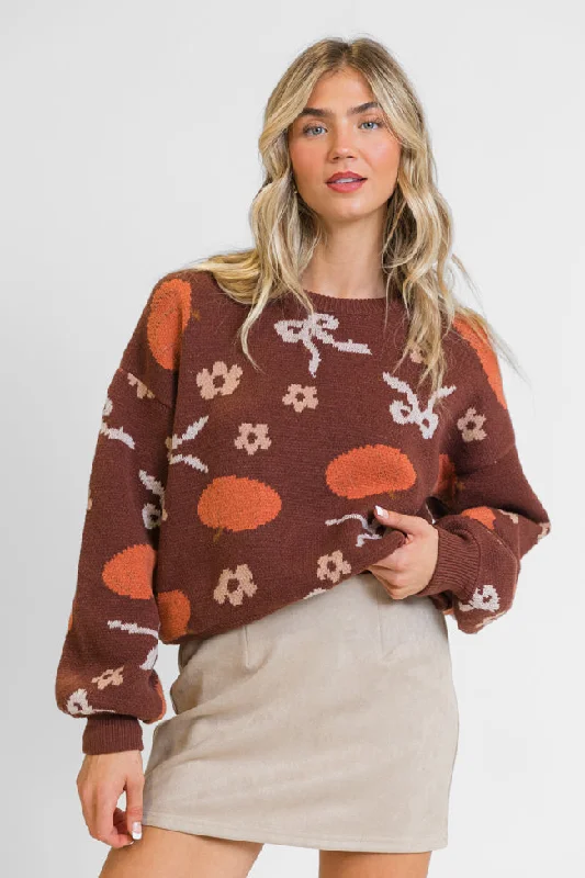 Pumpkin Spice Bliss Rust Bow Sweater FINAL SALE