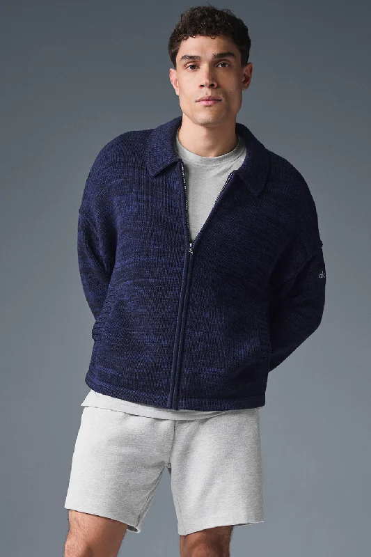 Heritage Full Zip Sweater - Navy Multi