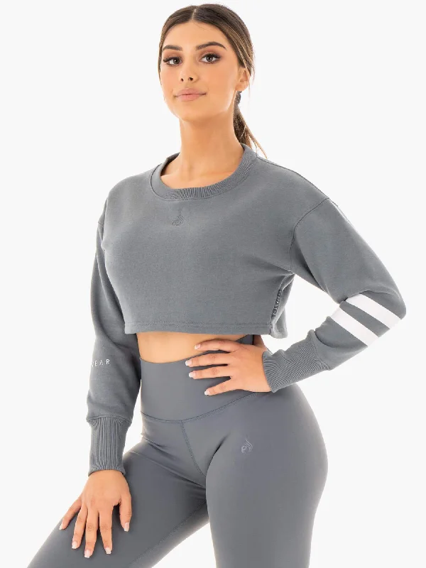 Motion Cropped Sweater - Charcoal