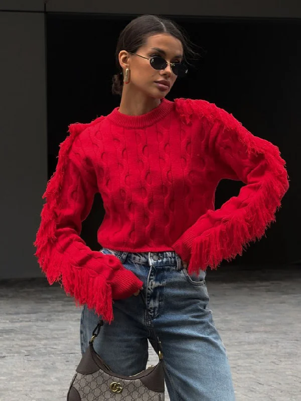 Round Neck Long-sleeved Knitted Sweater