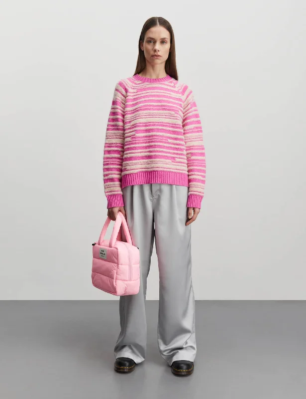 Gerard Kilian Sweater, Fuchsia Pink Ribbed Striped Patterned
