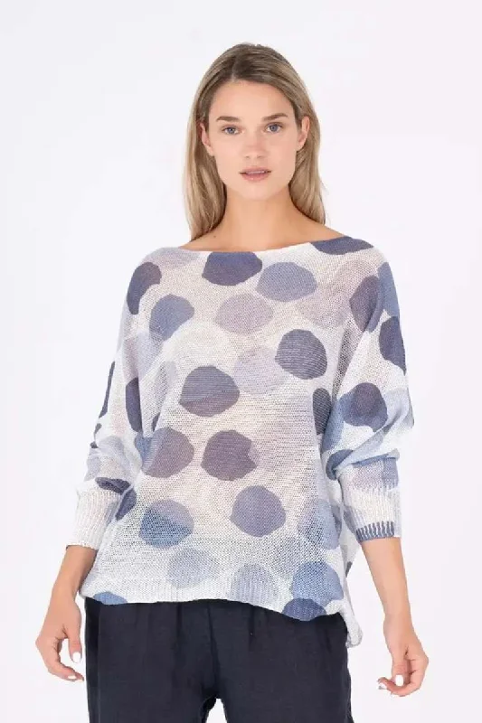 Knitted L/S Sweater 33/5013U in Navy Combo by M Made in Italy Chenille Fabric Brocade Fabric Lace Fabric Knitted L/S Sweater 33/5013U in Navy Combo by M Made in Italy Chenille Fabric Brocade Fabric Lace Fabric