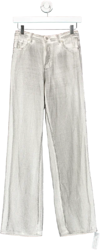 Nasty Gal Grey Distressed Metallic Coated Denim Jeans UK 6 Trendy Wide-Legged High-Waist Jeans Nasty Gal Grey Distressed Metallic Coated Denim Jeans UK 6 Trendy Wide-Legged High-Waist Jeans