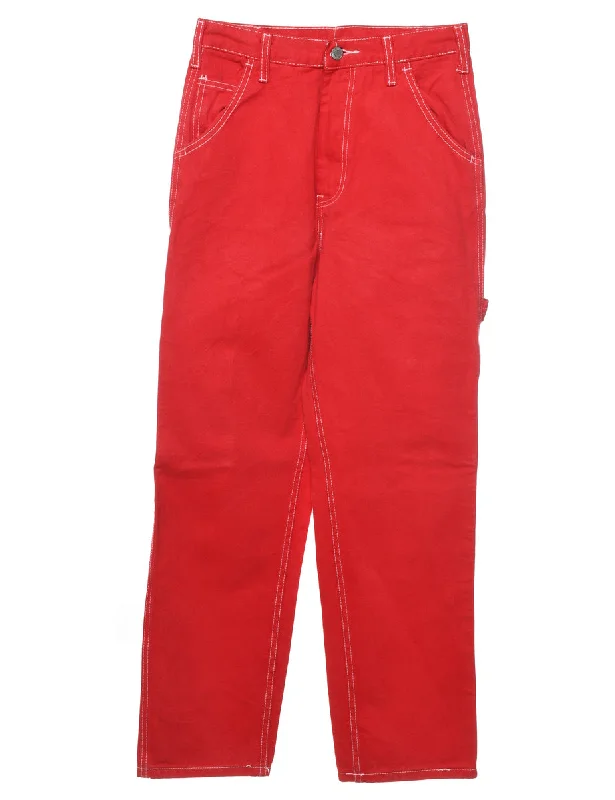Red Y2K Cargo Jeans - W26 L32 Fashionable Vintage Wash Jeans