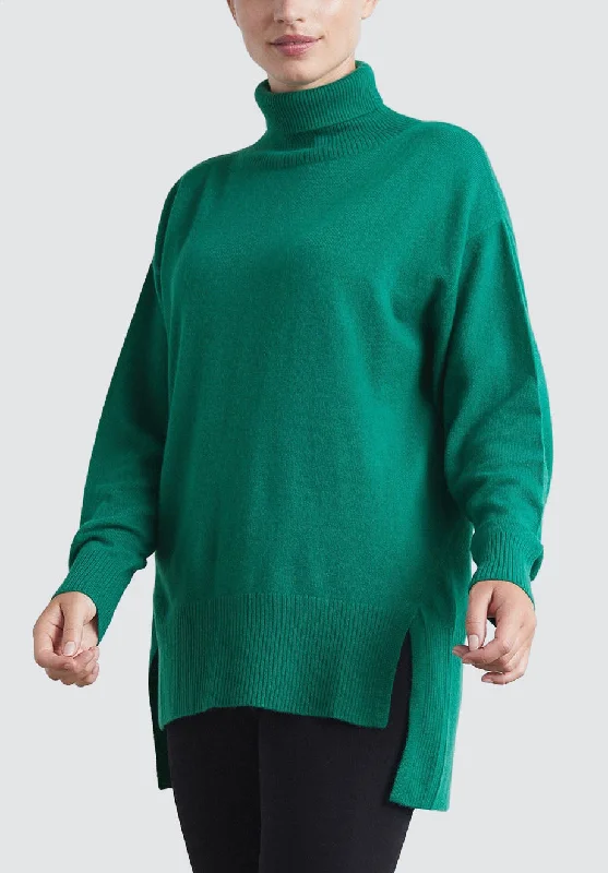 Relaxed Polo Neck Cashmere Sweater | Emerald Modern Contemporary Chic
