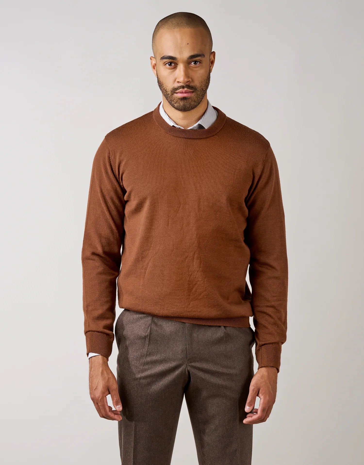 Rembrandt - Naseby Crew Neck Sweater - Tawny Brown Velvet Chenille Corduroy