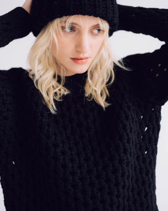 G.o.D Fisherman Sweater Yarn Poesie Bio Black Thin Thick Dense