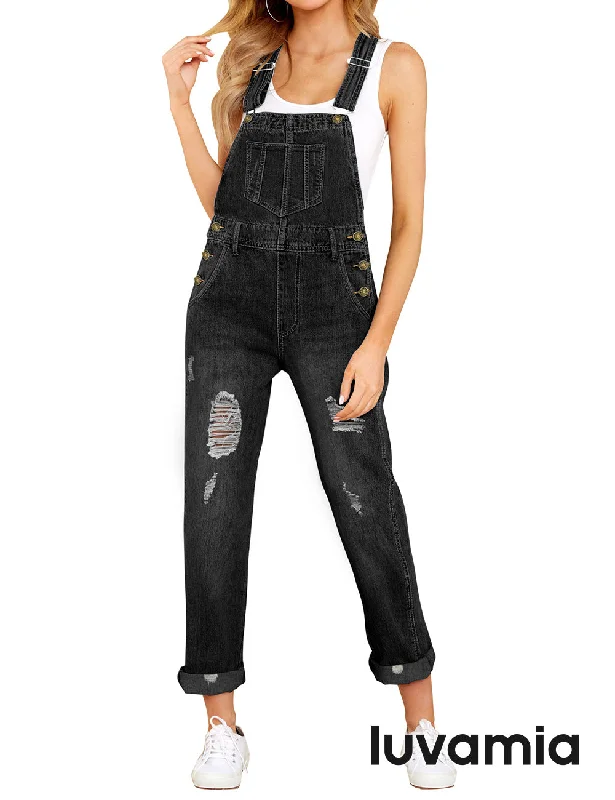 luvamia Women's Casual Stretch Adjustable Denim Bib Overalls Jeans Pants Jumpsuits Trendy Acid Wash Skinny Jeans luvamia Women's Casual Stretch Adjustable Denim Bib Overalls Jeans Pants Jumpsuits Trendy Acid Wash Skinny Jeans