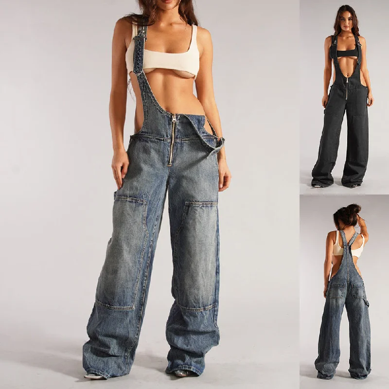 Y2K Denim Overalls With Pockets Fashion Loose Jumpsuit Streetwear Zipper Jeans Pants Womens Clothing Fashionable Raw Hemmed Jeans Y2K Denim Overalls With Pockets Fashion Loose Jumpsuit Streetwear Zipper Jeans Pants Womens Clothing Fashionable Raw Hemmed Jeans