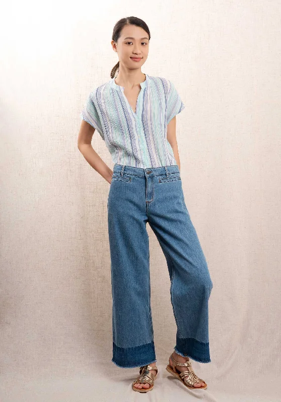 Jeans Emo Bleu Elegant High-Waisted Flared Jeans