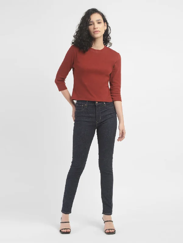 Women's High Rise 721 Skinny Fit Jeans Fashionable Raw Hem Bootcut Jeans